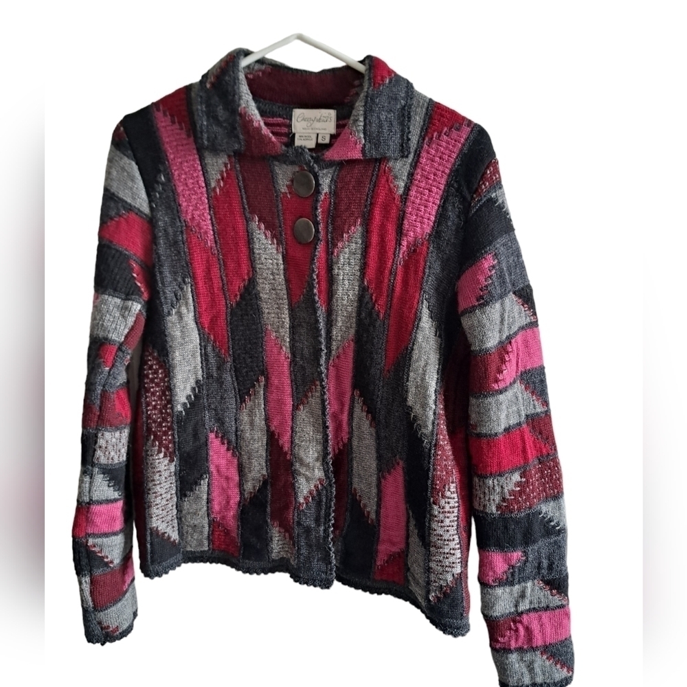 VTG CHESSY LEWIS knit cardigan sweater Wool blend COTTAGE CORE coastal BOHO S - Picture 1 of 7